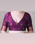 Lavender Soft Silk Banarasi Zari Woven Peacock Butta Saree