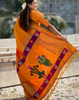 Gold Zari Woven Paithani Silk Saree with Vitthal Rukmini Pallu