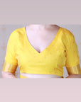 Yellow Soft Silk Zari Woven Cow and Tree Pattern Saree
