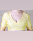 Light Yellow Soft Silk Zari Woven Cow and Tree Pattern Saree