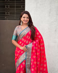 Rani Pink Soft Ikkat Patola Zari Woven Silk Saree