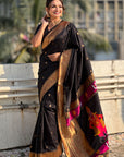 Black Zari Woven Paithani Silk Saree with Vitthal Rukmini Pallu