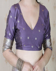 Lavender Banarasi Silver Zari Woven Soft Silk Saree