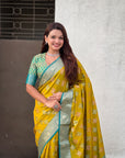 Mehendi Green Soft Ikkat Patola Zari Woven Silk Saree