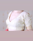 Cream Soft Silk Zari Woven Cow and Tree Pattern Saree