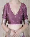 Dusty Pink Banarasi Silver Zari Woven Soft Silk Saree