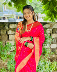 Rani Pink Soft Paithani Silk with Swan Pattern Pallu and Brocade Zari Blouse