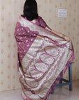 Dusty Pink Banarasi Silver Zari Woven Soft Silk Saree