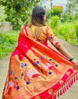 Rani Pink Soft Paithani Silk with Swan Pattern Pallu and Brocade Zari Blouse