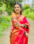 Rani Pink Soft Paithani Silk with Swan Pattern Pallu and Brocade Zari Blouse