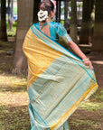 Yellow Tissue Kanjivaram Silk Zari Woven Contrast Big Border Saree