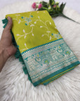 Mehendi Green Premium Banarasi Silk Zari Woven Meenakari Floral Jaal Saree