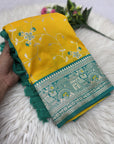 Yellow Premium Banarasi Silk Zari Woven Meenakari Floral Jaal Saree