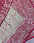 Cream Premium Banarasi Silk Zari Woven Meenakari Floral Jaal Saree