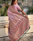 Light Pink Pashmina Silk with detailed Meenakari Zari Woven Saree