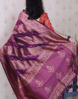 Wine Soft Silk Leheriya Pattern Zari Woven Saree