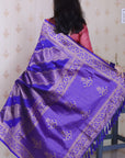 Violet Soft Silk Leheriya Pattern Zari Woven Saree