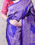 Violet Soft Silk Leheriya Pattern Zari Woven Saree