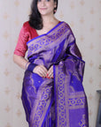 Violet Soft Silk Leheriya Pattern Zari Woven Saree