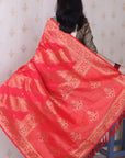 Pink Soft Silk Leheriya Pattern Zari Woven Saree