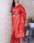 Pink Soft Silk Leheriya Pattern Zari Woven Saree