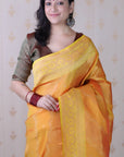 Orange Soft Silk Leheriya Pattern Zari Woven Saree