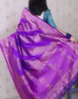 Purple Soft Silk Leheriya Pattern Zari Woven Saree