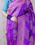 Purple Soft Silk Leheriya Pattern Zari Woven Saree