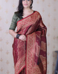 Maroon Soft Silk Leheriya Pattern Zari Woven Saree