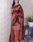 Maroon Soft Silk Leheriya Pattern Zari Woven Saree