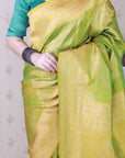 Mehendi Green Soft Silk Leheriya Pattern Zari Woven Saree