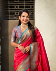 Pink Tissue Silk Contrarst Zari Woven Saree with Patola Pallu