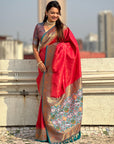 Pink Tissue Silk Contrarst Zari Woven Saree with Patola Pallu