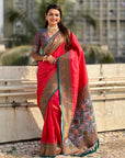 Pink Tissue Silk Contrarst Zari Woven Saree with Patola Pallu