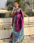 Purple Tissue Silk Contrarst Zari Woven Saree with Patola Pallu