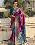 Purple Tissue Silk Contrarst Zari Woven Saree with Patola Pallu