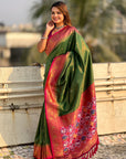 Green Tissue Silk Contrarst Zari Woven Saree with Patola Pallu