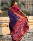Violet Tissue Silk Contrarst Zari Woven Saree with Patola Pallu