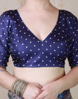 Navy Blue Tussar Silk Detailed Kalamkari Figure Printed Saree with Zari Woven Border