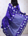 Violet Soft Silk Dual Zari Woven Saree with Birds Border