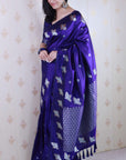 Violet Soft Silk Dual Zari Woven Saree with Birds Border