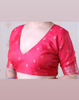 Pink Soft Silk Dual Zari Woven Saree with Birds Border