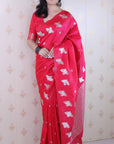 Pink Soft Silk Dual Zari Woven Saree with Birds Border