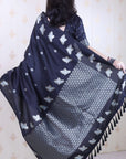 Black Soft Silk Dual Zari Woven Saree with Birds Border
