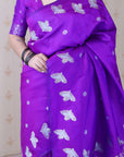 Purple Soft Silk Dual Zari Woven Saree with Birds Border