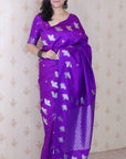 Purple Soft Silk Dual Zari Woven Saree with Birds Border