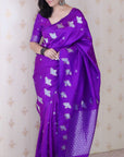 Purple Soft Silk Dual Zari Woven Saree with Birds Border