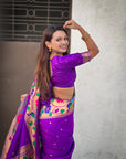 Purple Paithani Silk with Floral & Peacock Big Border Saree