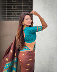 Coffee Soft Traditional Silk Saree with Zari Woven Cow Motifs and Pichwai Pallu