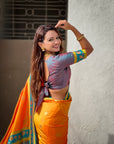 Orange Soft Traditional Silk Saree with Zari Woven Cow Motifs and Pichwai Pallu